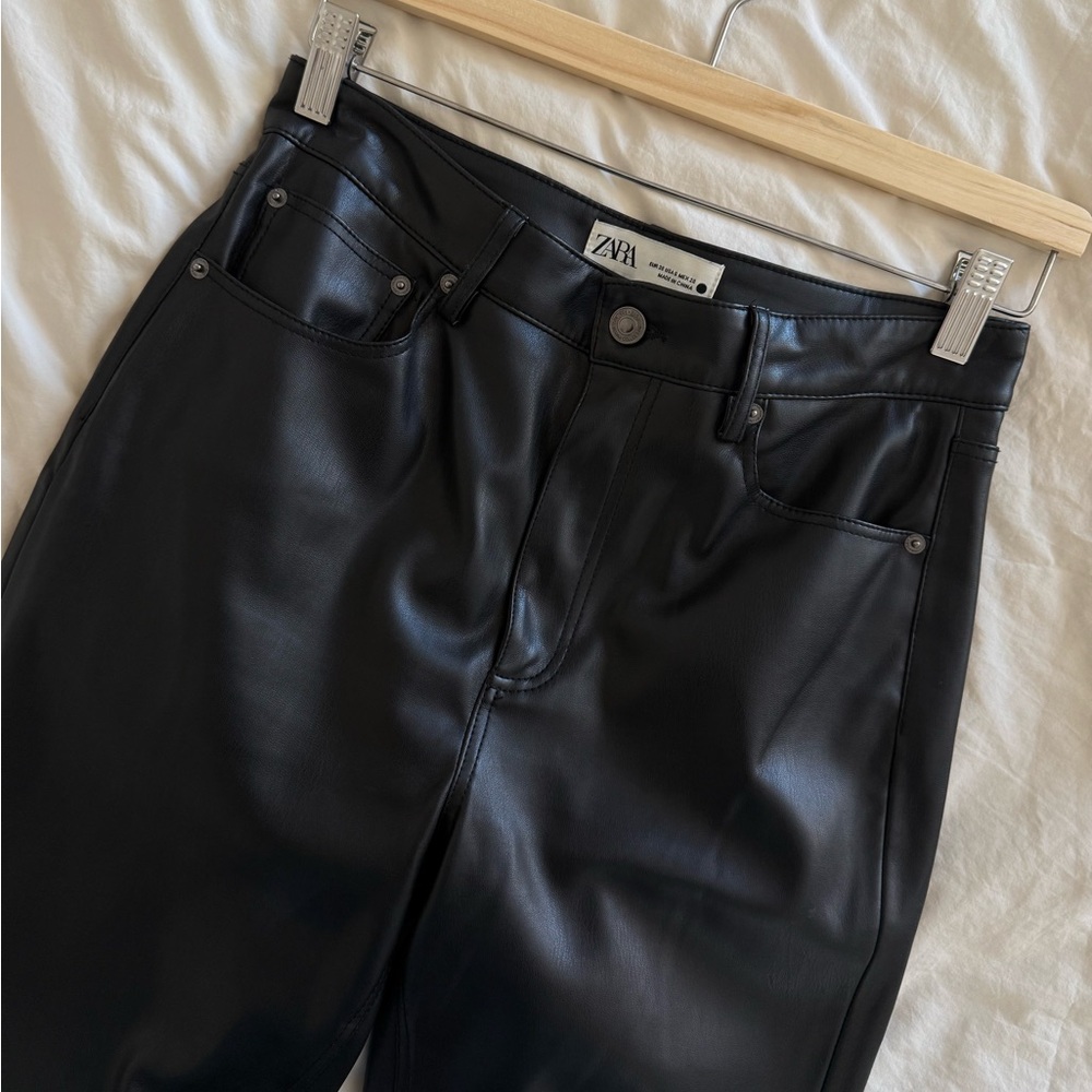 Zara Women's Leather (faux) Black Pant